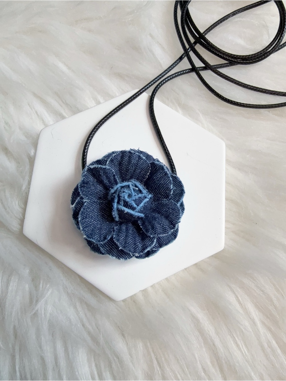 Denim Flower Necklace